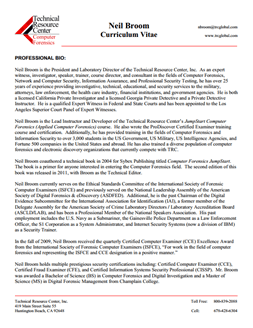 CV for Neil Broom Expert Witness in Computer Forensics Investigations in New Jersey